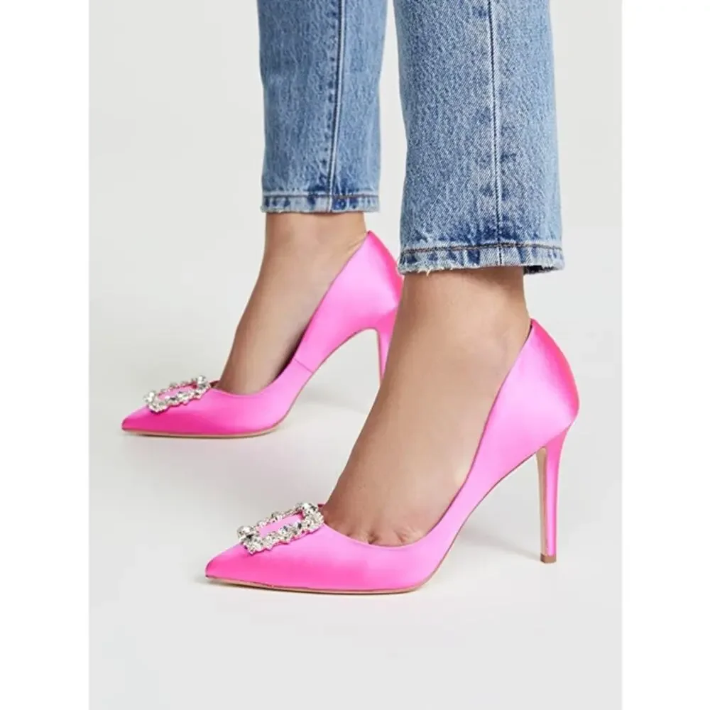 New Badgley Mischka Cher Pump in Hot Pink Satin Women's Size 6